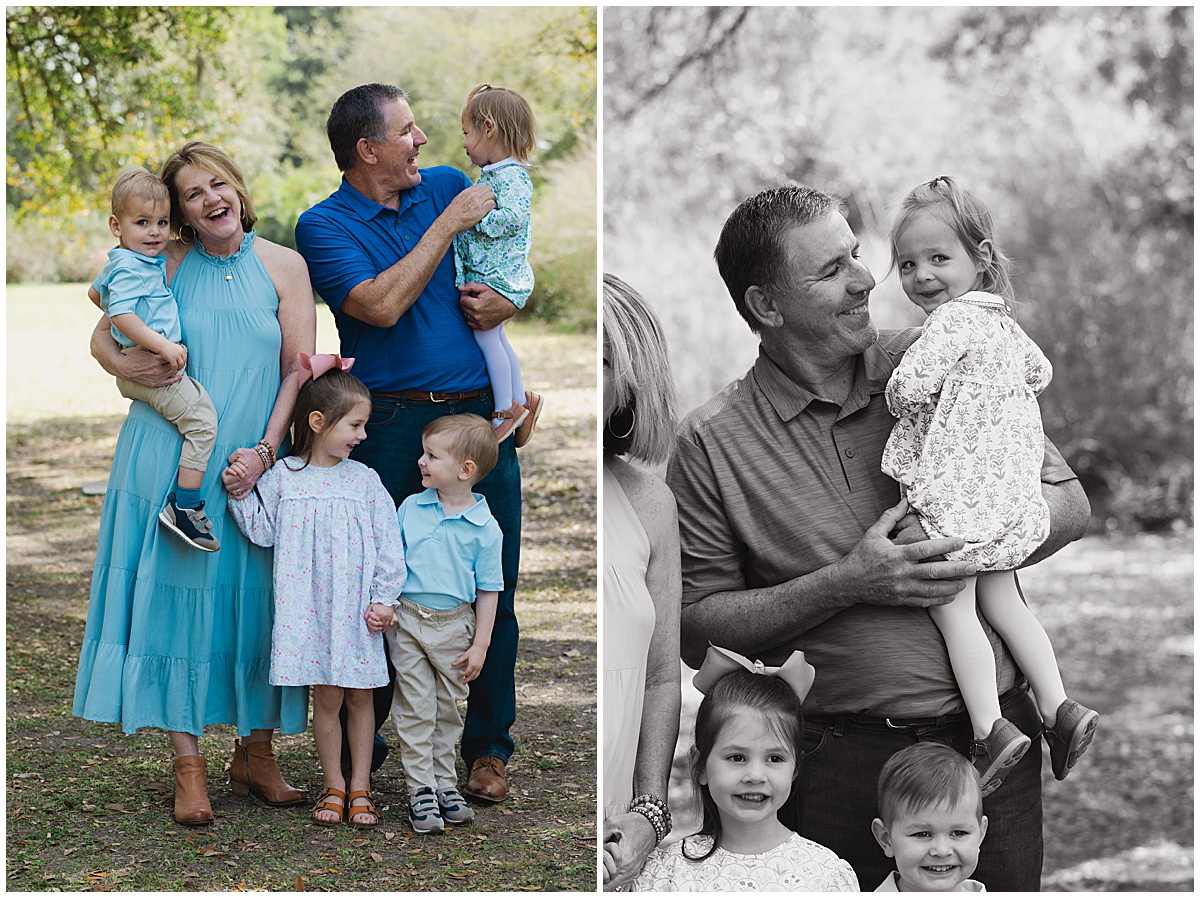 Grandparents hold their grandchildren, looking at them lovingly