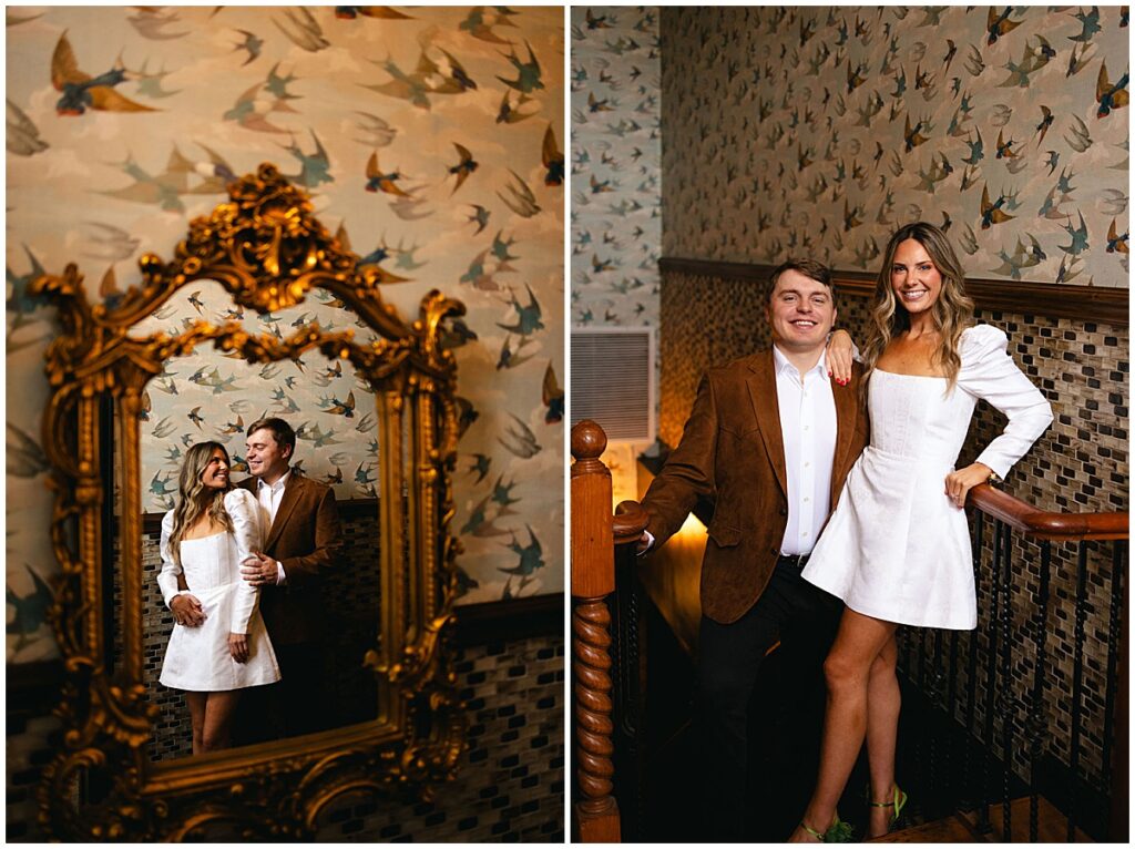 Charleston engagement photos at Brasserie La Banque. All photos taken by Emily Barnes of Emily B Creative.