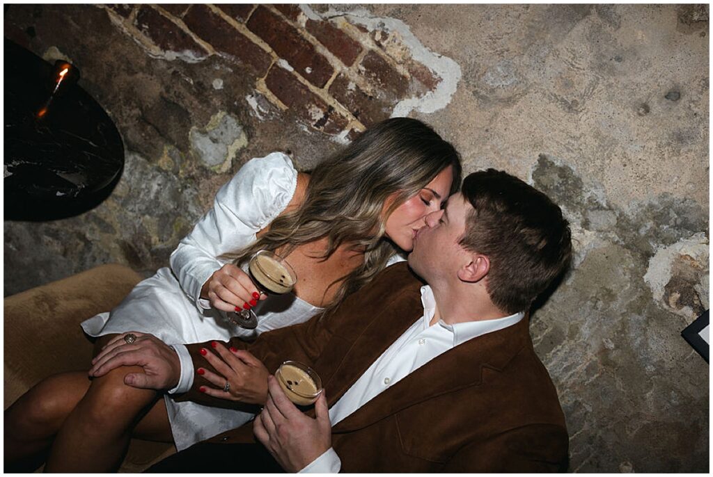 Charleston engagement photos at Bar Vaute. All photos taken by Emily Barnes of Emily B Creative.